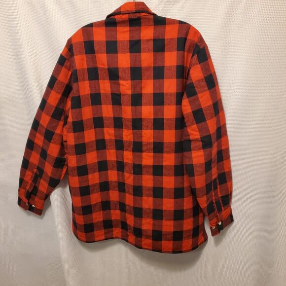 Vtg 70s Sears Quilted Flannel Shirt Shacket Jacket Mens XL/XT Tall Red Black - Picture 2 of 7